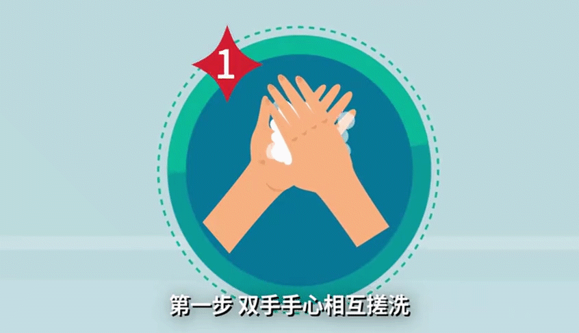 第二步,双手交叉搓洗手指缝(手心对手背,双手交叉相叠,左右手交换各搓